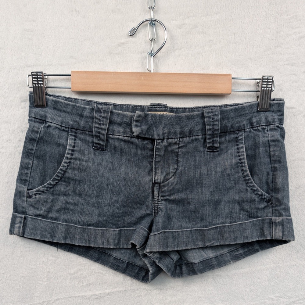 VTG Forever 21 Denim Shorts Women's 25 Gray Faded Micro Low Rise McBling Y2K